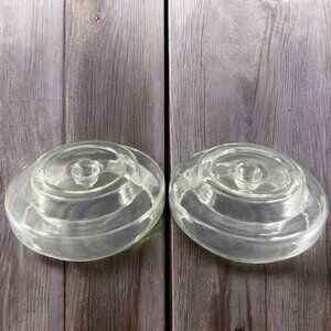 Vintage‎ Clear Taper Candle Stick Holder Set 2 Votive Candle Holders Set VTG